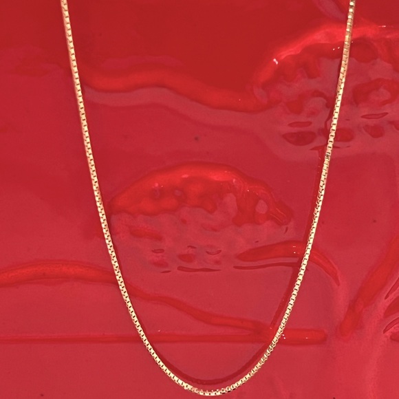 NEW 18K Gold Plated Box Chain Over 925 Silver .90mm Width & 50cm Long CHAIN ONLY - Picture 9 of 10